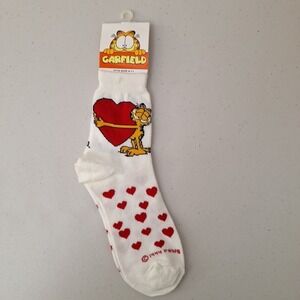 Vintage PAWS 1994 GARFIELD THE CAT Women's Crew Socks Valentine's Day NWT